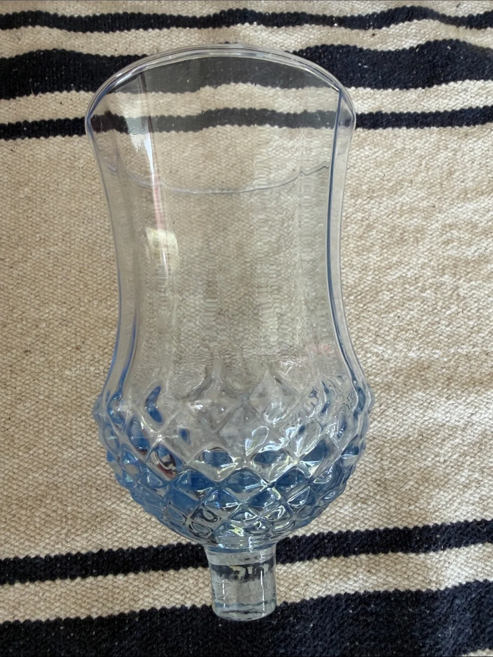 Translucent Blue Glass Accent Vase with Textured Base